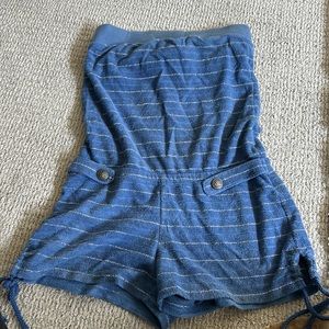 Blue striped strapless juicy couture terry cloth romper